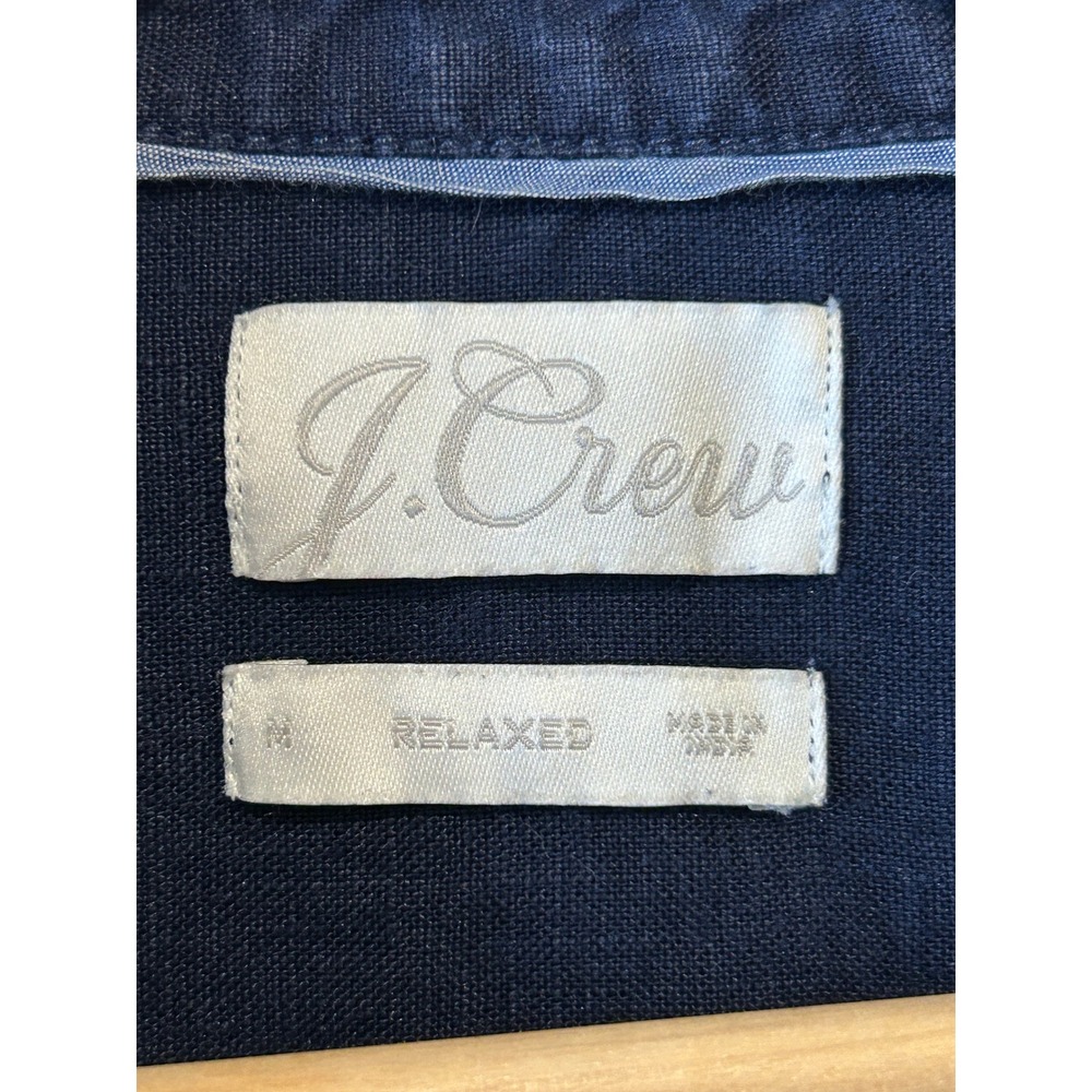 J. Crew Shirt Dress Sz M Navy Blue 100% Linen Relaxed Beach Resort Vacay Preppy - Picture 4 of 9